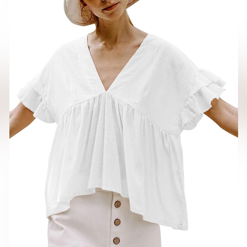White flowy crop top